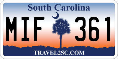SC license plate MIF361