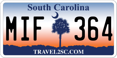 SC license plate MIF364