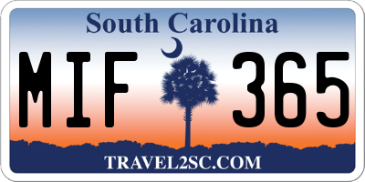 SC license plate MIF365