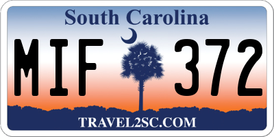 SC license plate MIF372