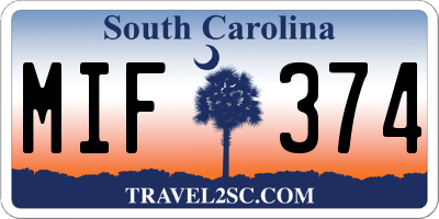 SC license plate MIF374