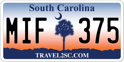 SC license plate MIF375