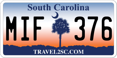 SC license plate MIF376