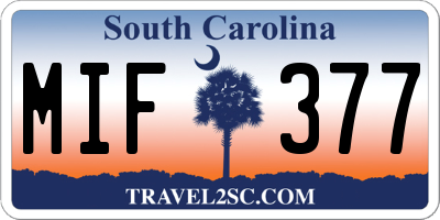 SC license plate MIF377