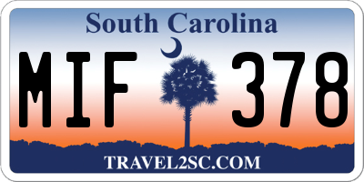 SC license plate MIF378