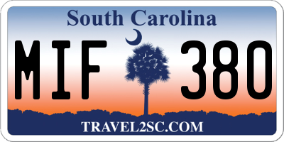 SC license plate MIF380