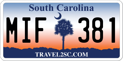 SC license plate MIF381