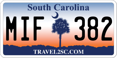 SC license plate MIF382