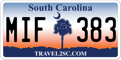 SC license plate MIF383