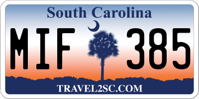 SC license plate MIF385