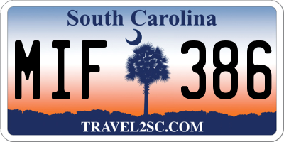 SC license plate MIF386