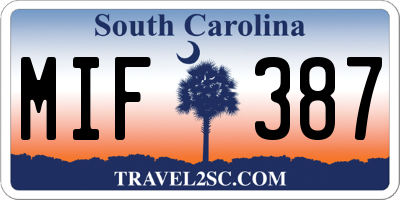 SC license plate MIF387