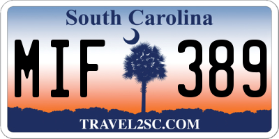 SC license plate MIF389