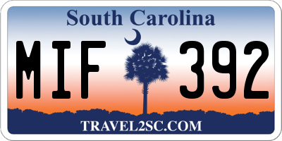 SC license plate MIF392