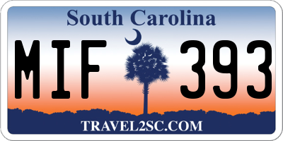 SC license plate MIF393