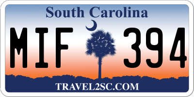 SC license plate MIF394
