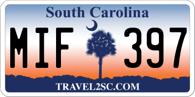 SC license plate MIF397