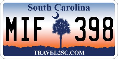 SC license plate MIF398
