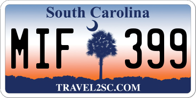 SC license plate MIF399