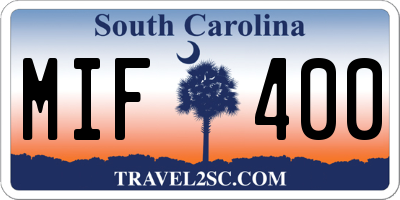 SC license plate MIF400
