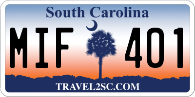 SC license plate MIF401