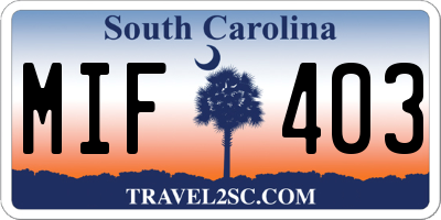 SC license plate MIF403