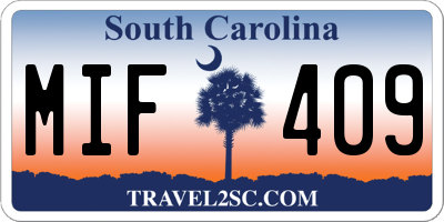 SC license plate MIF409