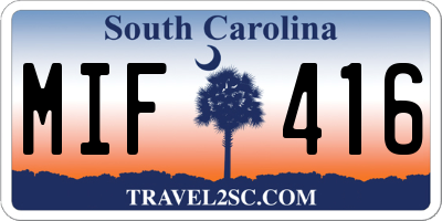 SC license plate MIF416