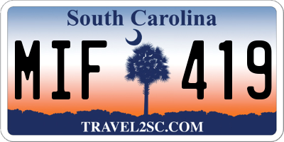 SC license plate MIF419