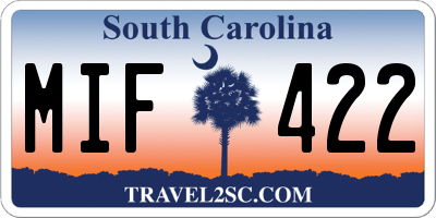 SC license plate MIF422