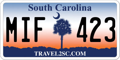 SC license plate MIF423