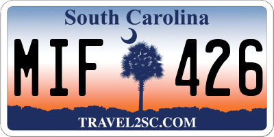 SC license plate MIF426