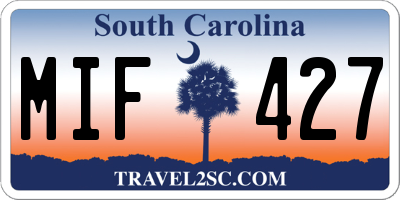 SC license plate MIF427