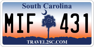SC license plate MIF431