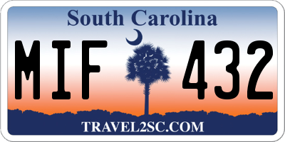 SC license plate MIF432