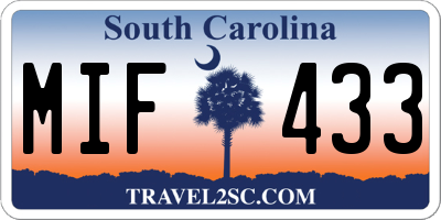 SC license plate MIF433