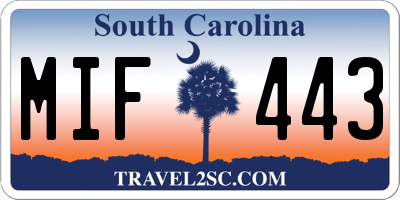 SC license plate MIF443