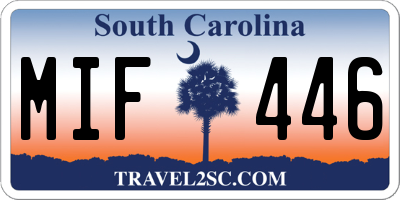 SC license plate MIF446