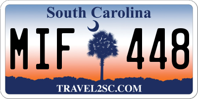 SC license plate MIF448