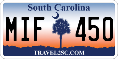 SC license plate MIF450