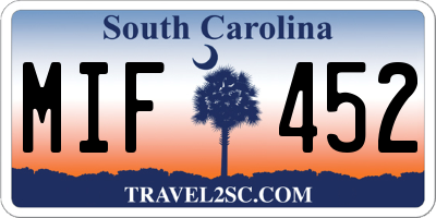 SC license plate MIF452