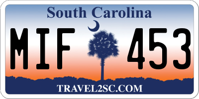 SC license plate MIF453
