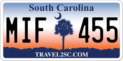 SC license plate MIF455