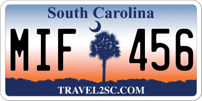 SC license plate MIF456