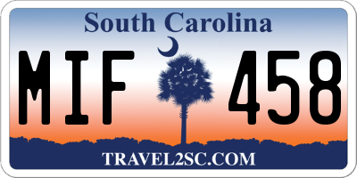 SC license plate MIF458