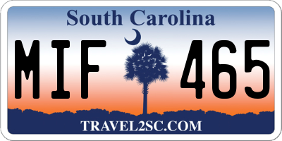 SC license plate MIF465
