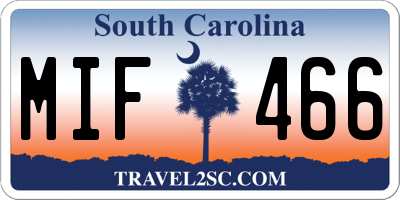 SC license plate MIF466