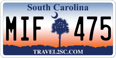 SC license plate MIF475