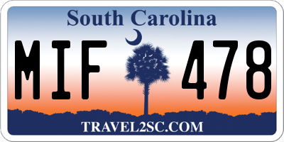 SC license plate MIF478