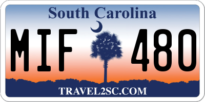 SC license plate MIF480